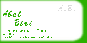 abel biri business card